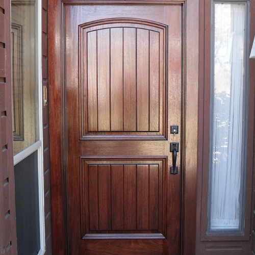 AAW V-Grooved Arched Mahogany Wood Door after